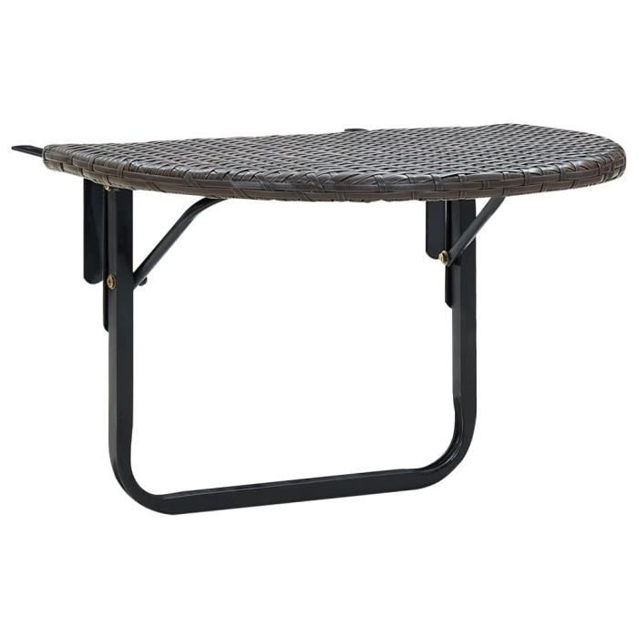 home | contemporain table de balcon marron 60x60x50 cm résine tressée