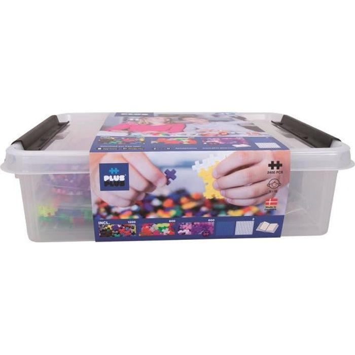 Jeu de construction éducatif - Plus Plus - Coffre découverte MIX Mini - 2400 pièces - 1200 basic - 600 neon