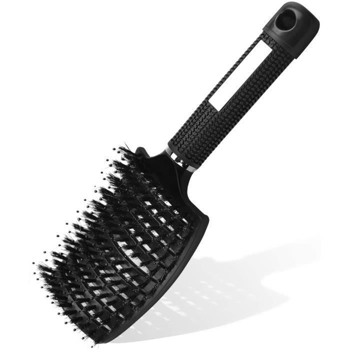 Brosse ? Cheveux, Brosse ? Poil de Sanglier, Professionnelle Incurv?e Ventil?e pour Coiffeur Outils de Coiffure ? S?chage Rapide Br
