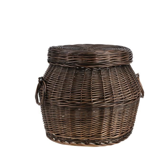 Panier En Osier 60 Cm Avec Couvercle - Coffre Rangement Fait Main