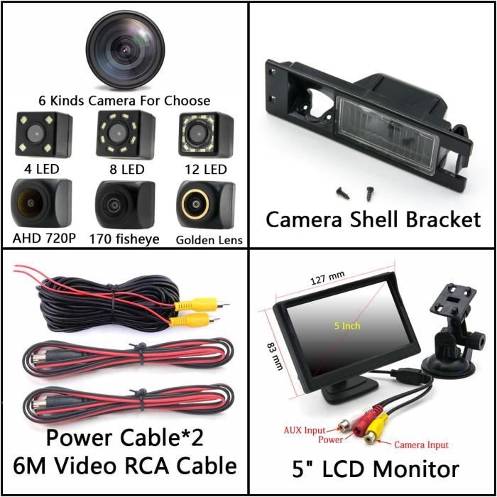 Véhicule Caméra De Recul - Camecho 22,9 Cm/9 Pouces Moniteur 4 Split Front View, Camera Recul Camion 18 IR étanche Vision De Nuit Avec 0,6 X 10,1 M Et 0,6 X 19,8