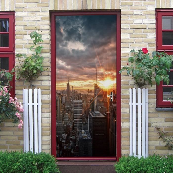 Sticker Mural 3D Paysage Jardin - 77 X 200 Cm - Vinyle Adhésif Amovible - Déco Porte Ou Mur