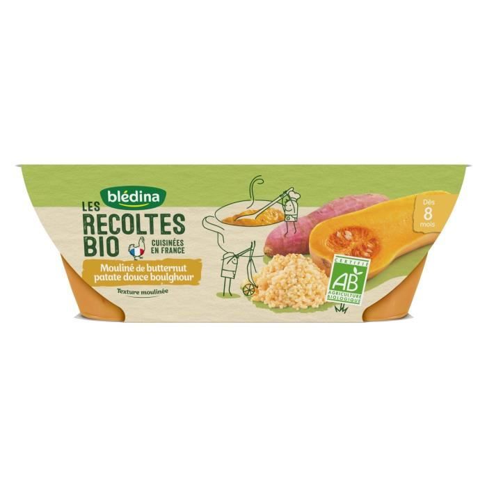 Bledina Les Recoltes Bio Repas Pour Bebe Bio Des 8 Mois Butternut Patate Douce Boulghour 2x0g Achat Vente Legumes Cuisines Bledina Les Recoltes Bio Repas Pour Bebe Bio Des 8