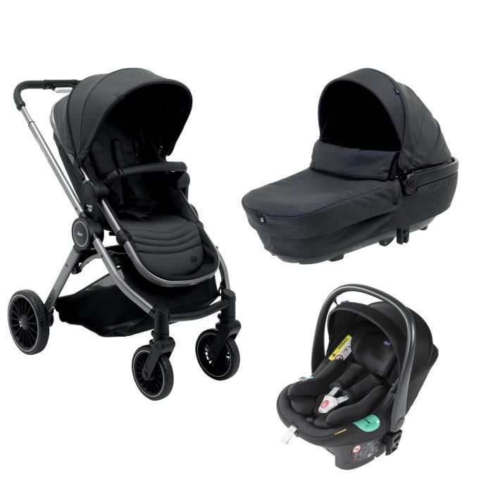 Poussette combinée - CHICCO - Trio Best Friend Pro - Noir - 4 roues - Réversible