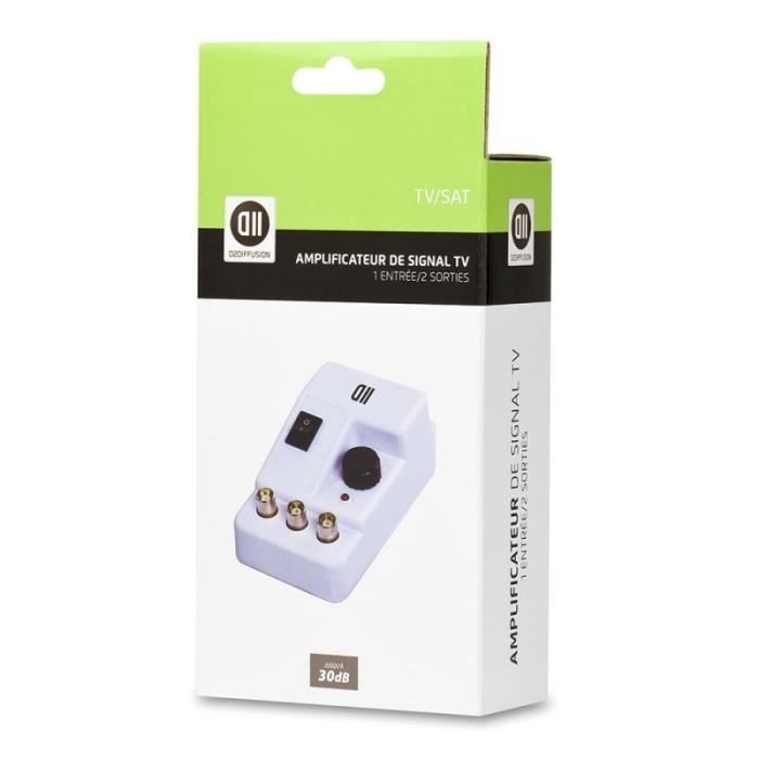 Amplificateur de signal TV D2 Diffusion 30 dB – 1 entrée / 2 sorties 952 mm