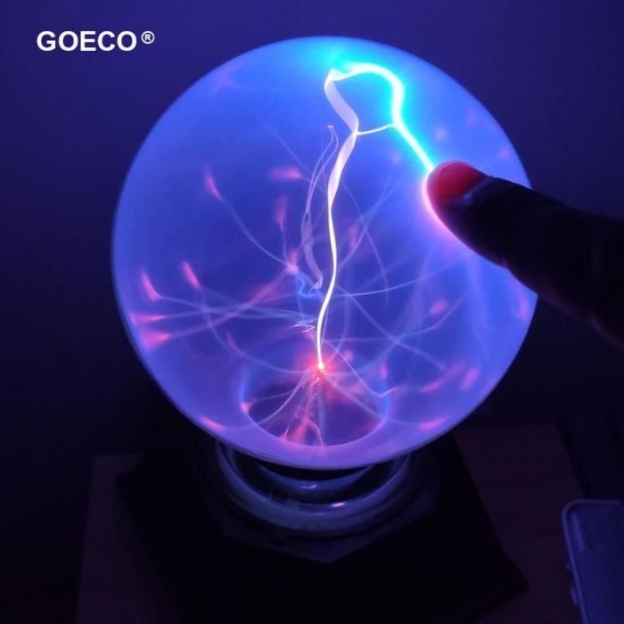 Goeco Lampe boule de plasma Lumière plasma magique 5 pouces Lampe globe  statique Lumière bleue électrostatique tactile - Cdiscount TV Son Photo