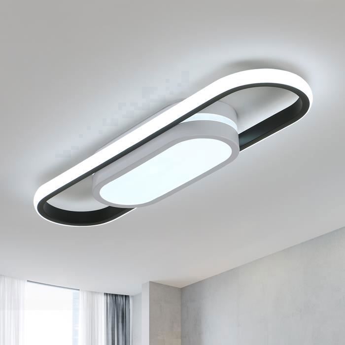 DELIPOP Plafonnier LED moderne 24W 6500K Ovale Lampe de Plafond Noir+Blanc pour salon chambre couloir balconLumière