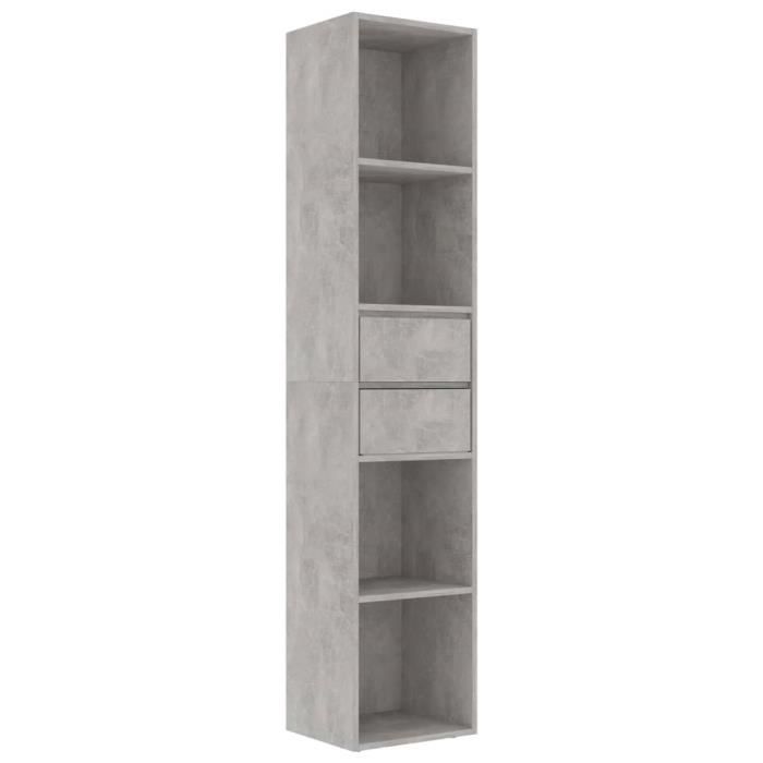 Bibliothèque Gris béton 36x30x171 cm Aggloméré