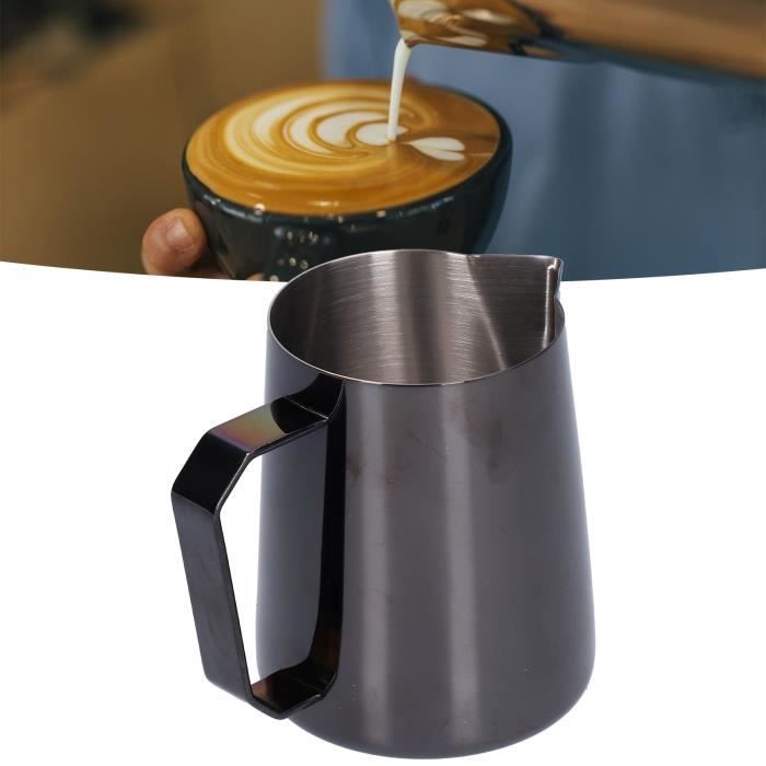 Pichet à Lait En Acier Inoxydable 600 Ml - Pour Latte Art, Cappuccino, Chocolat Chaud - Graduation Laser - Compatible Mousseur à Lait