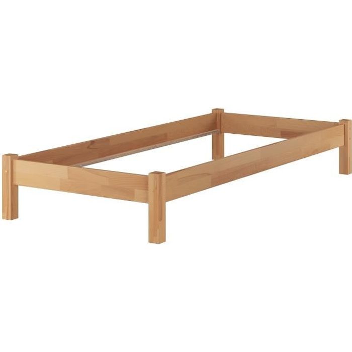 Lit simple style futon en hêtre naturel 80x200 structure de