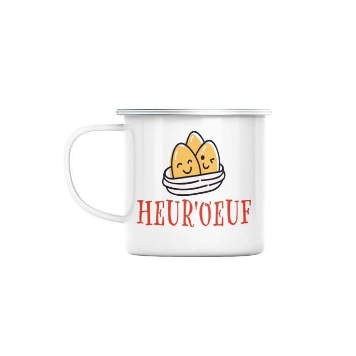 Mug En Metal Emaille Heur Oeuf Humour Jeu De Mot Dessin Mignon Cdiscount Puericulture Eveil Bebe