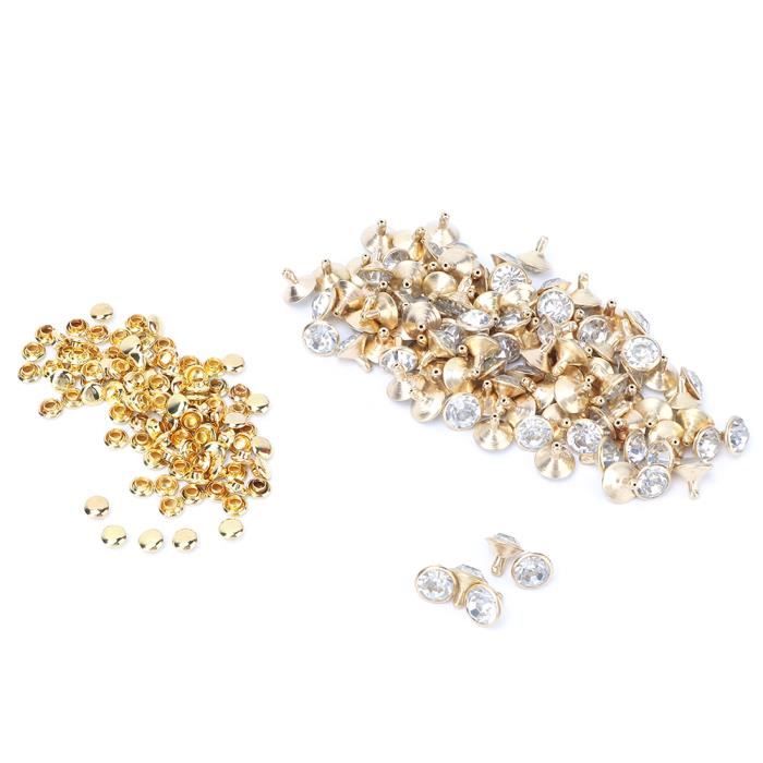 sourcing map 100pcs M2x2mm métal plaqué laiton doré Rivets