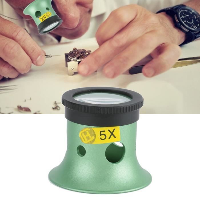 Loupe œil Bijoutier 5x Avec Clip - Accessoire Réparation Montre/bijoux Noir