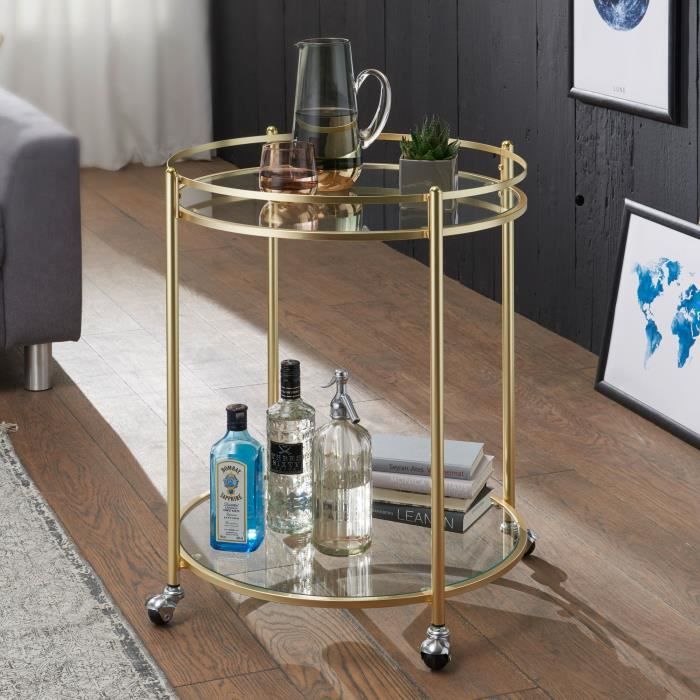 meuble bar - finebuy - or - laqué - métal - classique - intemporel - 57 x 75 x 57 cm