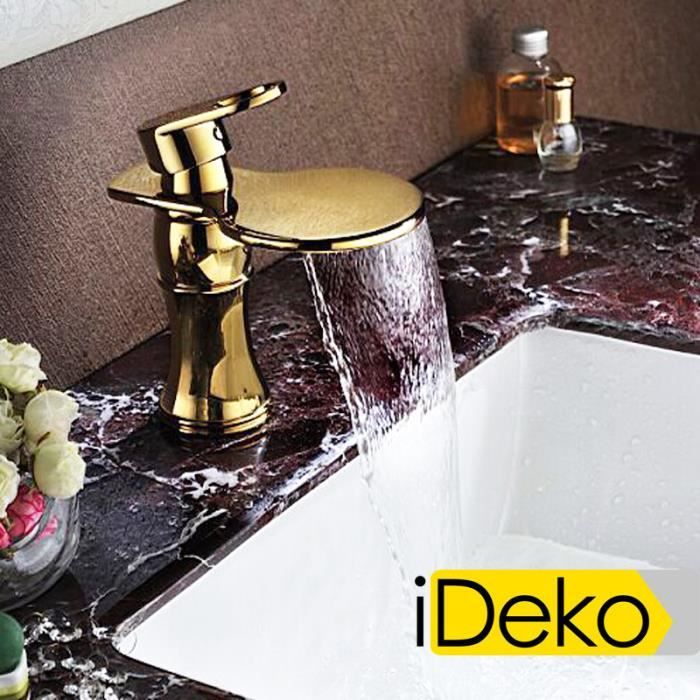 Ideko Robinet Mitigeur Lavabo Cascade Salle De Bain Dore Dessin