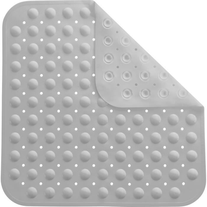 Tapis De Douche Antidérapant, 53 X 53 Cm, Avec Ventouses Carre Et Trous De Drainage Gris 90975156