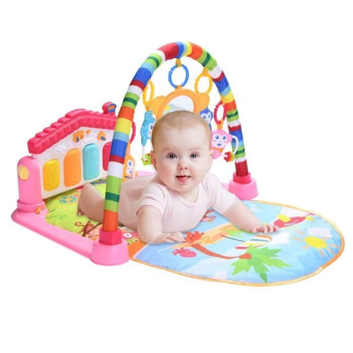 Tapis D'Éveil Bébé AmyBenton Avec Piano Et Arche - Tapis De Jeu 4-en-1 Dès La Naissance Avec 5 Jouets Amovibles