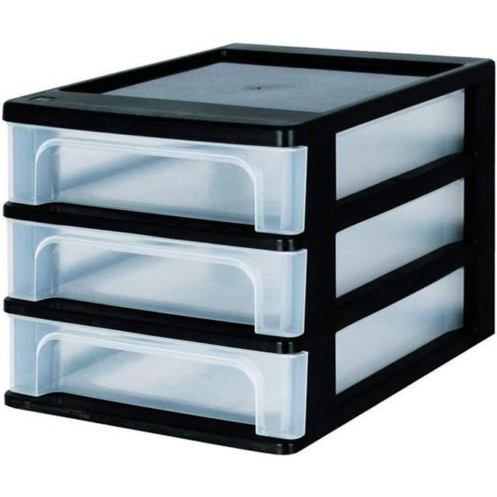 IRIS OHYAMA Tour de rangement 3 tiroirs Plastique Noir 12 L 35