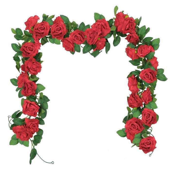 LOKHOM 3 pièces Rose Artificielle Rouge Vignes Fleurs de Soie Rose  Guirlande Suspendues Rose Artificielles Rouges Lierre Plantes - Cdiscount  Maison