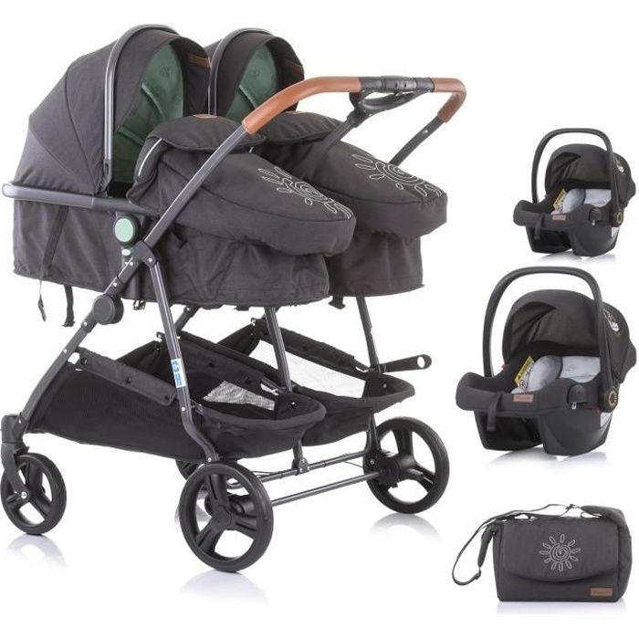 DUO SMART Poussette jumeaux ou enfants rapprochés Vert + 2 cosy gris -  Cdiscount Puériculture & Eveil bébé