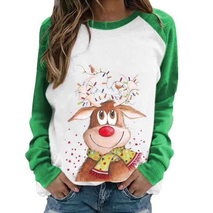 Générique Pull Noël Femme Manches 3/4 Rigolo Sweat Noel Pull Paillettes Sweat Pulls de Noel