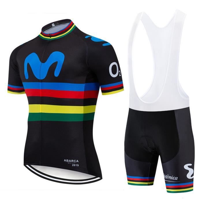 Movistar Maillot De Cyclisme Homme Manche Courte Ete Cuissard A Velo Homme Gel Combinaison Vtt Ensemble De Vetement Prix Pas Cher Cdiscount