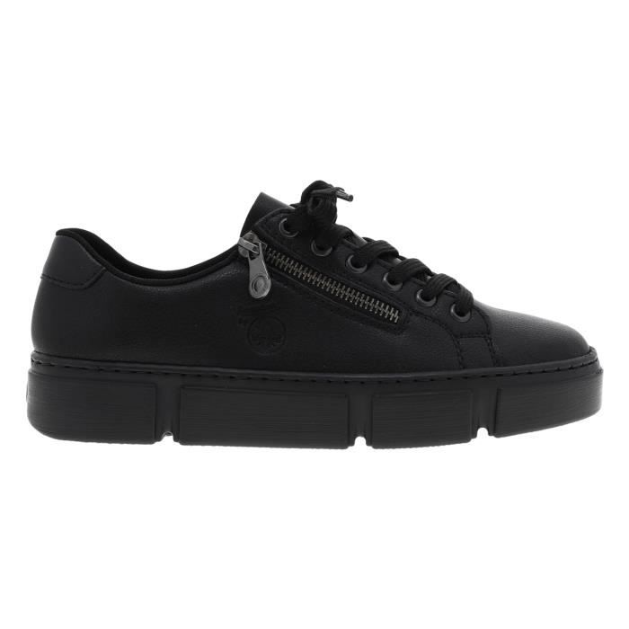 Rieker Baskets basses Femme - Rieker - Cuir noir - Semelle plateforme bloc