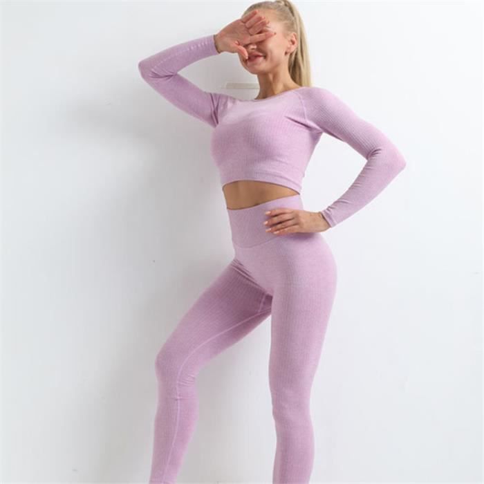ENSEMBLE DE VETEMENTS DE SPORT Femme - Combinaison de fitness pour sports  de yoga tricotée à manches longues - Violet GJ™ Violet - Cdiscount Sport