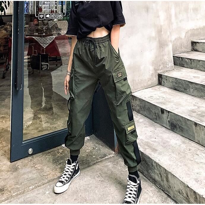 Pantalon Jogging Femme Cargo Vert pour Montagne Poches et