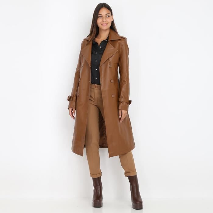 Trench cuir deals marron