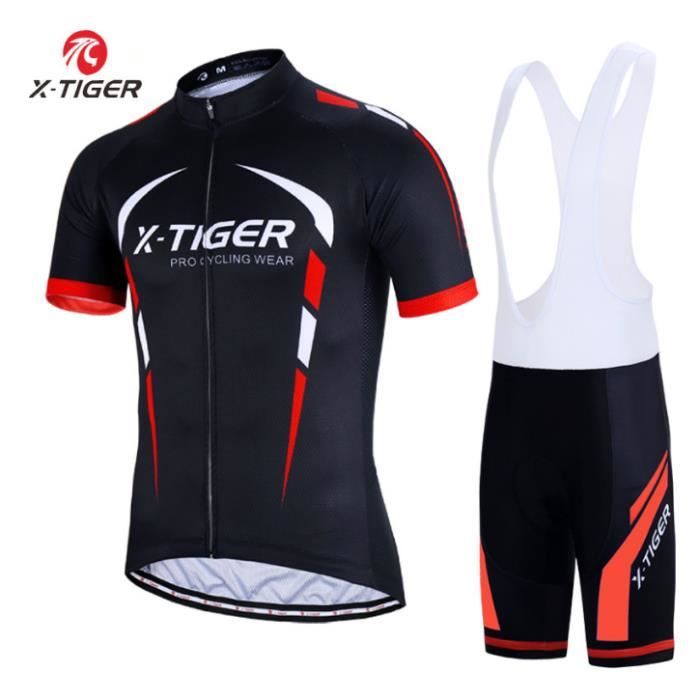 Ensemble maillot de cyclisme d'été à manches courtes et fermeture éclair pour homme + short à bretelles rembourré 9D (TYP-10, L