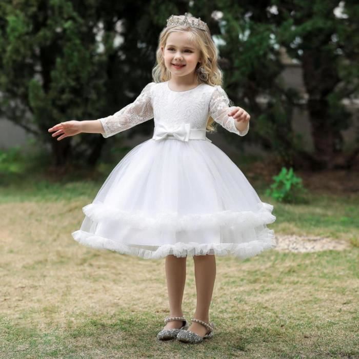 Robe Fille Enfants longue de princesse avec n ud en dentelle et