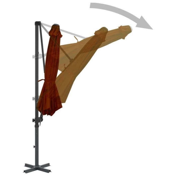 Parasol déporté - OMABETA - D3425 - Terre cuite - 300 cm - Aluminium - Inclinaison 360°
