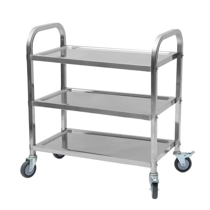 Chariot De Service Cuisine Professionnel Inox 3 Etages Inox 85 X