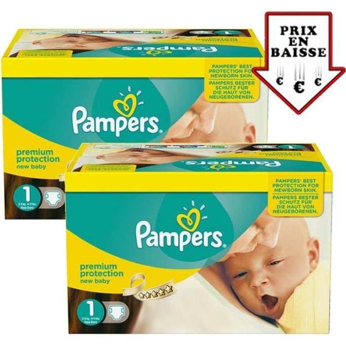 Pampers Taille 1 168 couches bébé premium protection Cdiscount