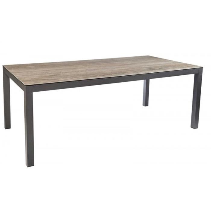 Table De Jardin En Aluminium Et Plateau En Ceramtique Marron Bois