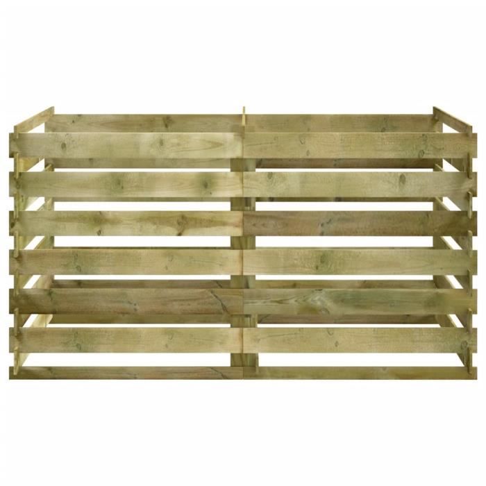 Composteur Jardin En Bois De Pin Imprégné - 80x50x100 Cm - Bac à Compost à Lattes Aéré - Tidyard