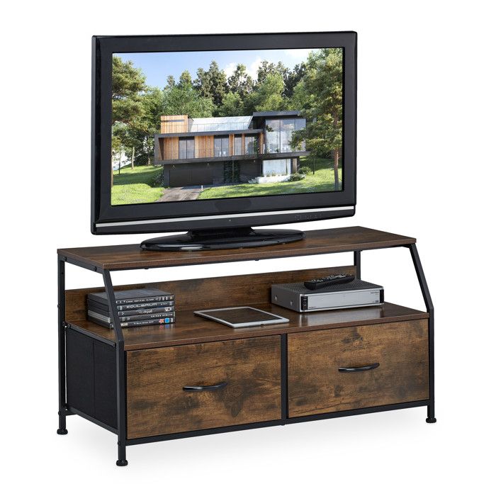 Relaxdays Meuble TV Sur Roulettes 45x60x40cm - Buffet Compartiments Effet Bois