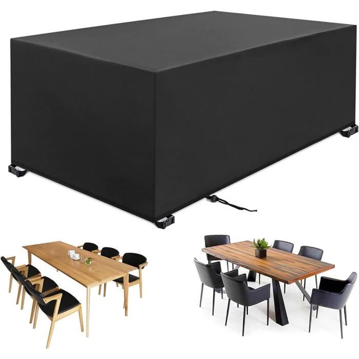Housse Protection Salon De Jardin 220x50x50 Cm - Bâche Oxford 420D Imperméable Anti-UV Anti-Neige Avec Corde Et Boucles