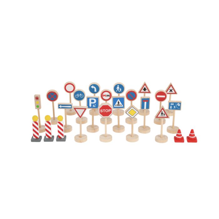 Jouet Barrage Routier Enfant - 19 Pièces - Panneaux & Cônes De Signalisation