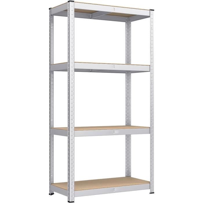 Étagère 4 Niveaux SONGMICS - 40 x 80 x 160 cm - Capacité 520 kg - Planches Réglables - Argent