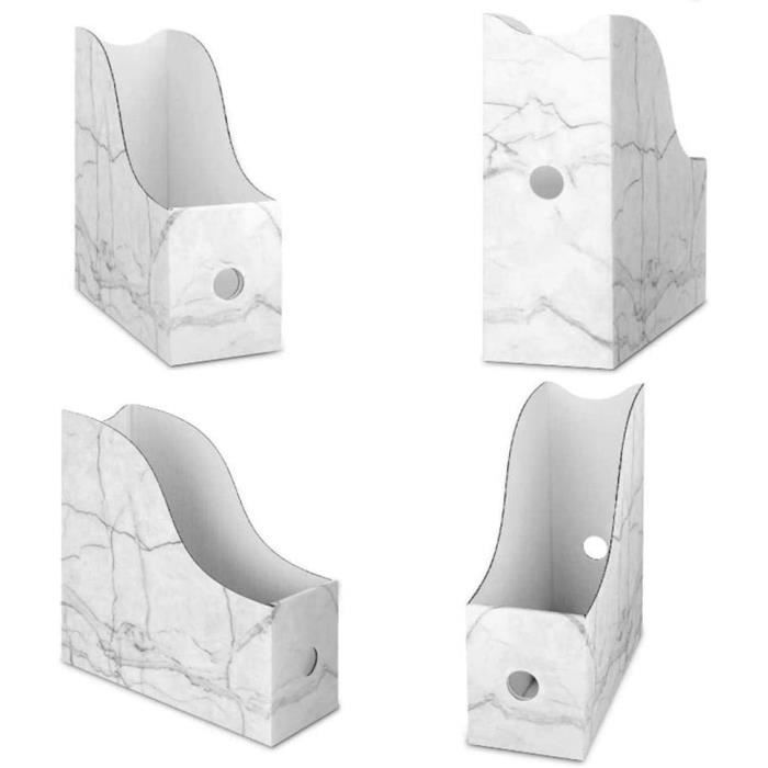 Boîtes De Rangement En Carton Robuste Pour Magazines Et Livres - Marbre Bleu, étanche, Facile à Nettoyer - Lot De 3