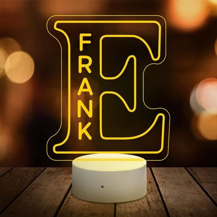 Lampe LED Personnalisée Prénom Lettres Lumineuses Bois – 28 Cm, 16 Couleurs, Gravure Murale Ou Table, Idée Cadeau Romantique