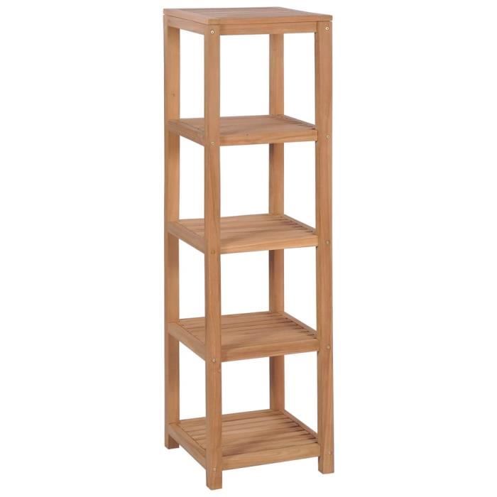 Étagère de salle de bain en teck massif 4 niveaux - VIDAXL - 42x42x165 cm - Marron