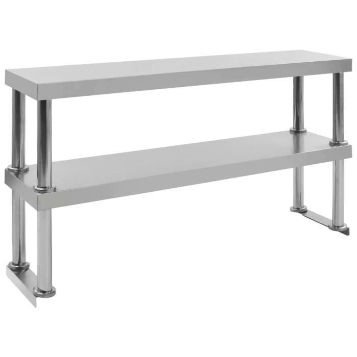 Étagère de bureau - VIDAXL - 2 niveaux - Inox - 120x30x65 cm - Montage facile