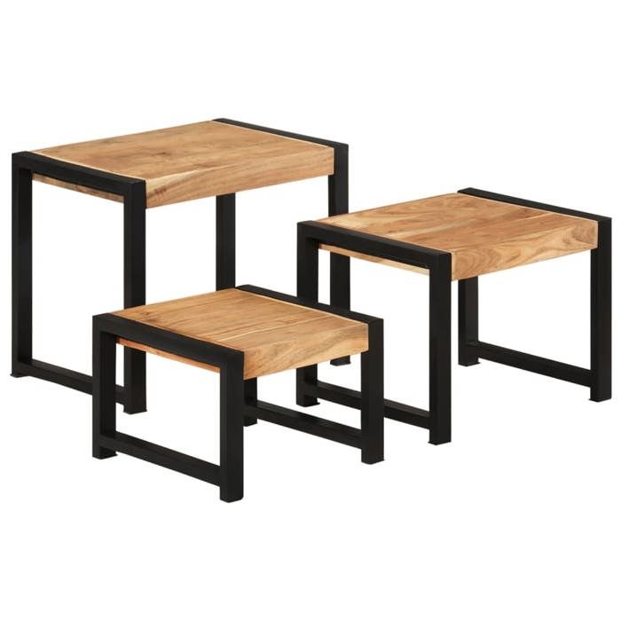 tables gigognes - vidaxl - bois massif - aspect bois - contemporain - design