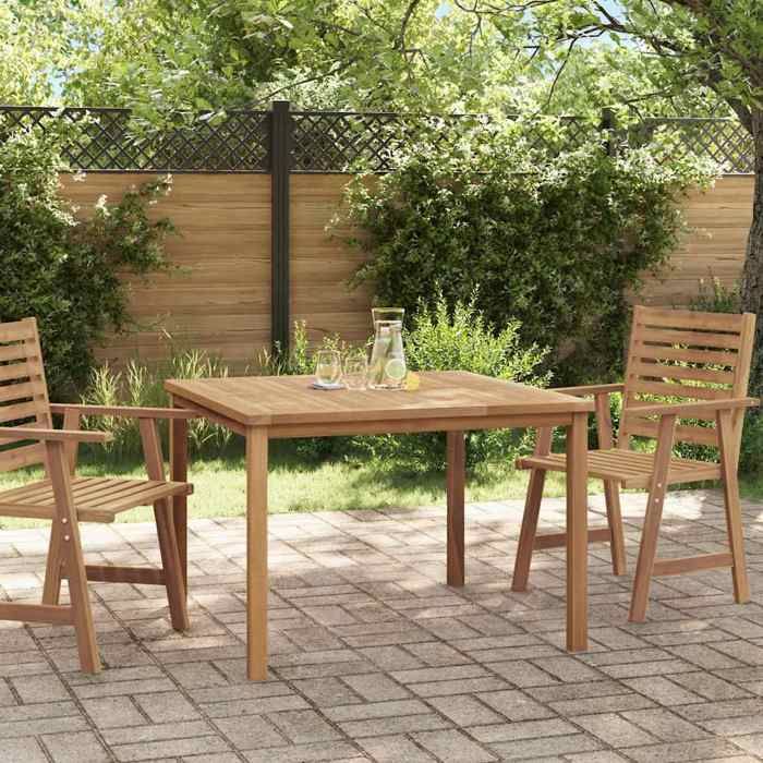 vidaXL Table à dîner de jardin 110x110x77 cm Bois de teck - vue 2