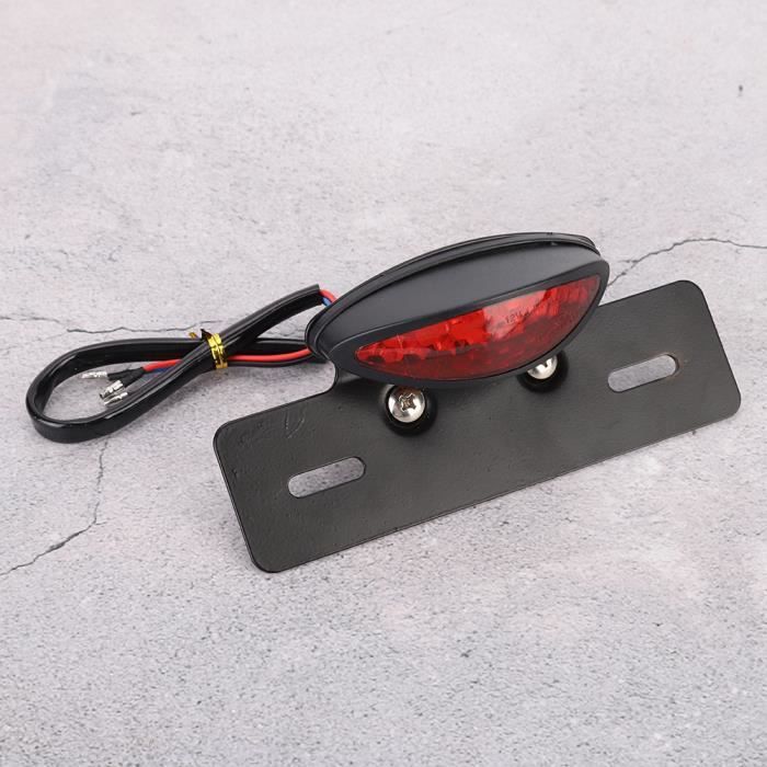 Aramox Feu Arrière De Frein à LED Universel Rétro Double Clignotant Ovale Plaque D'immatriculation Lampe Moto Réaménagement