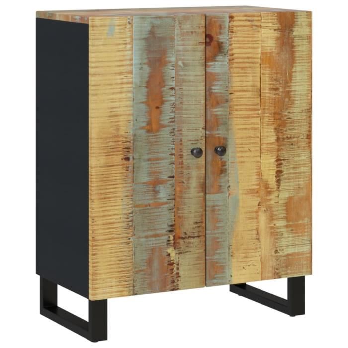 Buffet 2 Portes En Bois De Manguier Massif - 60x33x75 Cm - Style Classique - Rangement Spacieux - 3