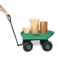 Chariot de jardin porte-outils rabattable avec remorque à pousser en métal inoxydable - brouette de jardin à 4 roues avec charge max-1